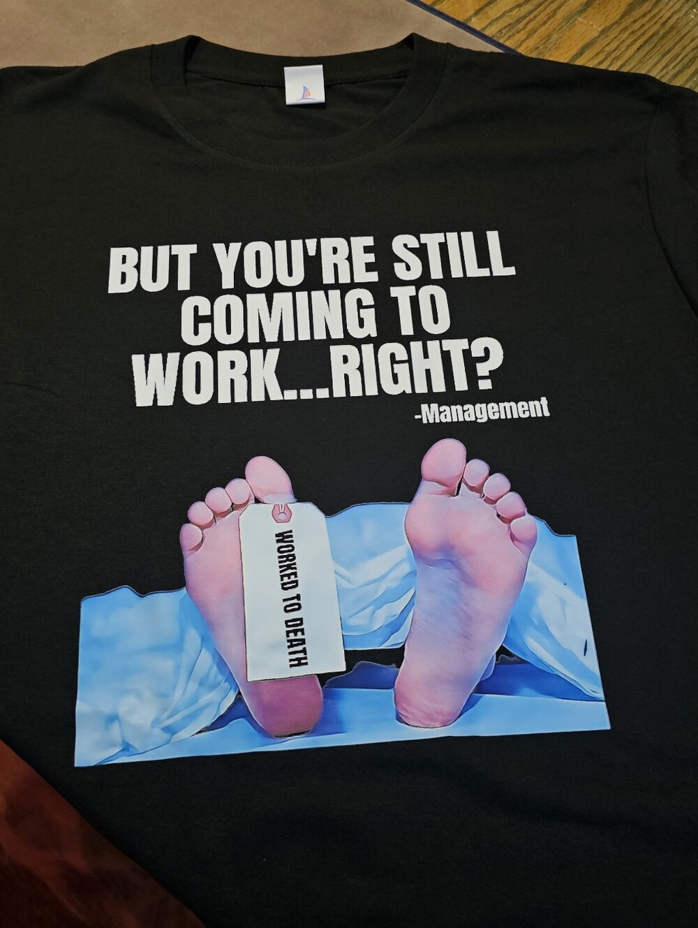 Men's Shirt Black Graphic Tee - "But You're Still Coming to Work...Right?" - XL